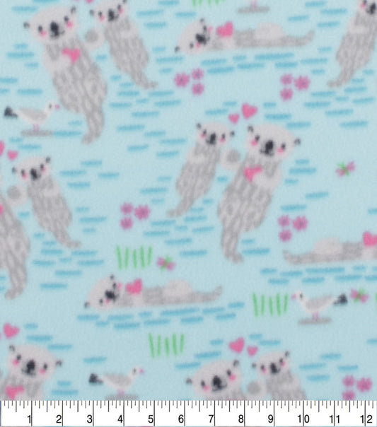 Blizzard Fleece Fabric Otters
