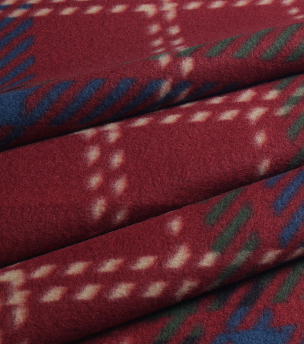 Maroon Dotted Plaid Blizzard Fleece Fabric